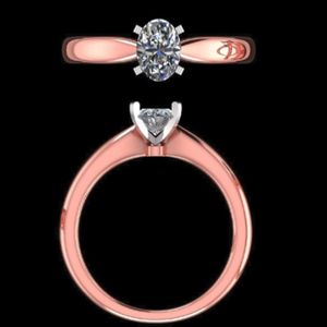 แหวนแต่งงานรูปทรงโอวัลคัทเพชรแบบโค้งรูปวิชโบน แหวนเชฟรอนรูปตัววีทำมือจากทองคำแท้ประดับเพชรแบบปาเว่ ชุดเครื่องประดับเจ้าสาวสุดหรู - Product Image 1