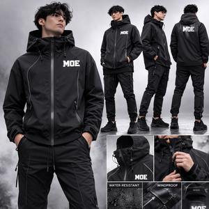 Veste de pluie élégante pour homme avec logo personnalisé, en polyester, imperméable, avec bande réfléchissante, pour l'hiver. - Product Image 2