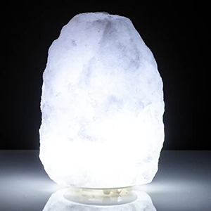 Premium white Himalayan salt lamp features natural <b>crystal</b> finish durable wooden base and warm ambient lighting for every - Product Image 4