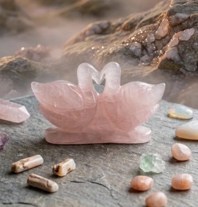 Figura de Pato de Cuarzo Rosa, Tallado en Piedra Natural, Hecho a Mano, Estatua de Pato de Piedra Preciosa, Decoración para el Hogar, Escultura de Mesa, Regalo - Product Image 3