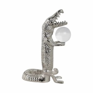 Sculpture d'alligator en métal faite à la main, décoration de table, style côtier, figurine animale pour salon - Product Image 2