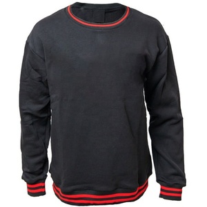 Sorority Women's Black Crew Neck Sweatshirt With <b>Red</b> Trim Full Sleeve Knitted Cotton Solid Color Casual Top Autumn Wear sweaters - Product Image 1