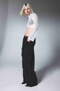 Pantalon cargo en jean pour femme, coupe classique, style vintage, coupe-vent, longueur cheville, en tissu de coton tricoté, qualité supérieure - Product Image 3