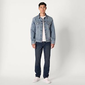 Veste en jean délavé pour homme, coupe classique, fermeture boutonnée, style décontracté, couleur unie, automne-hiver, coupe-vent, respirante, tissée - Product Image 2