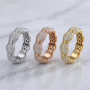 Bijoux fins Design de luxe meilleure qualité 18k or rose massif diamant naturel rond détaillé cluster anneaux pour fille - Product Image 5