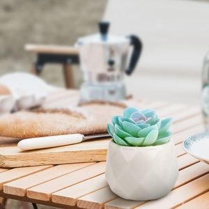 Set di Piante Succulente Artificiali Blu in Vasi di Ceramica Bianca, 4 Pezzi, Piante Finte da Interno per Ufficio e Decorazioni Natalizie per Donne - Product Image 6