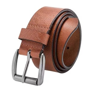 Cinturón de Cuero de Vaca de Grano Completo Marrón de Tamaño Mediano con Hebilla de Aleación Plateada Vintage Mate, Diseñado para Uso Casual - Product Image 2