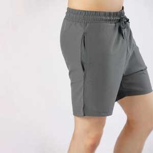 Shorts de Baño para Hombre, Color Gris Sólido, Secado Rápido, Cintura Media con Cordón, Estilo Casual, Tejido de Poliéster - Product Image 4