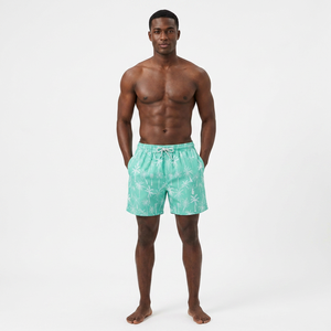 Shorts de Baño para Hombre, Color Verde Menta, con Estampado de Palmeras, Secado Rápido, Cintura con Cordón Ajustable, Estilo Casual - Product Image 6