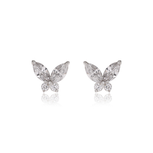 Pendientes de circonita cúbica con diseño de mariposa romántico único, chapados en plata, joyería de aniversario para mujer - Product Image 2