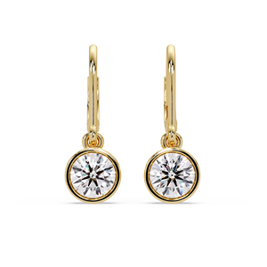 Solitaire <b>Dangle</b> <b>Earring</b> 14k <b>gold</b> fine jewelry IGI Certified Round cut Lab Grown diamond bezel leverback <b>Earrings</b> Everyday Wear - Product Image 1