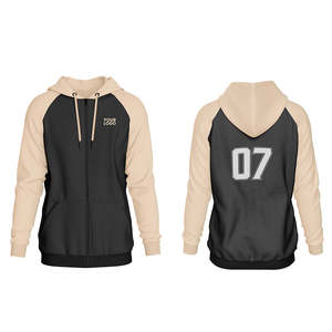 Sudadera con capucha de felpa francesa desgastada con cremallera completa personalizada - Estilo raglán High Street - Product Image 4