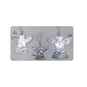 Realistic Spruce Metal Angel Hanging Ornaments Textured Double Wall Decorative Figurines Ribbon Loops Festive Holiday Event - Product Image 4