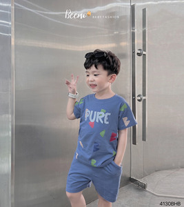 Wholesale Casual Style Baby Clothes Set Breathable Cotton T-shirt <b>Shorts</b> Suit for Toddler <b>Boys</b> Solid O Neck with Print Design - Product Image 5