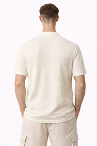 T-shirt polo texturé en jacquard pour homme, à manches courtes, col classique, décontracté, été, meilleur prix - Product Image 3