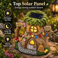 Décoration de jardin féérique extérieure en résine, alimentée à l'énergie solaire, avec une lueur ambiante jaune chaleureuse