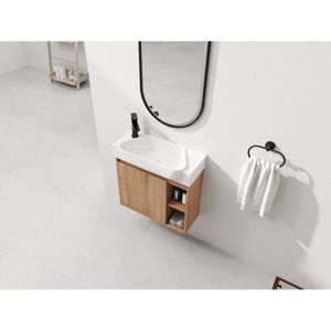 Mobile Bagno Sospeso da 24 Pollici con Lavabo in Ceramica Bianca e Ante con Chiusura Ammortizzata, Imballaggio KD - Product Image 5