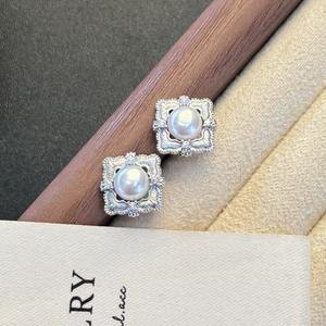 Pendientes de Estilo Palacio Retro para Mujer, Accesorios de Perlas DIY con Estilo de Encaje de Lujo Ligero y Tentación Francesa - Product Image 5