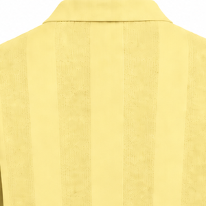 เสื้อโปโลถักแขนยาวสีเหลืองเลมอนสำหรับผู้ชาย ดีไซน์ลายทางแนวตั้ง ขอบแขนเสื้อแบบริบ ผ้าคุณภาพพรีเมียม สไตล์ลำลอง ไซส์ S - Product Image 4