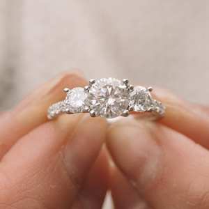 1Ct Round Cut VVS1 Moissanite Three Stone <b>Ring</b> 925 Sterling Silver Fine Jewelry Engagement Wedding Promise Gift for Women's - Product Image 1