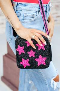 Bolso Bandolera Cuadrado Rosa con Bordado de Rayo y Estrella, Hecho a Mano, con Cuentas y Correa de Borla, para Noche de Mujer - Product Image 6