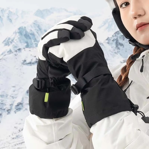 Design 2026 Fox fur Outdoor Men and Women winter Fashion heated weatherproof Snow <b>Ski</b> leather Mitts - Product Image 4