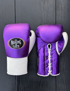 Guantes de Boxeo Personalizados de Cuero Vacuno Premium 'No Boxing No Life', Protector de Mejillas, Protector de Cabeza y Protector Inguinal - Morado y Blanco - Product Image 4
