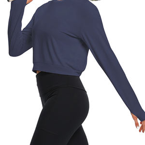 Haut de yoga en tissu doux pour femme, respirant, séchage rapide, couleur unie, idéal pour le sport, la gym, la course à pied. - Product Image 5