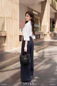 Women's <b>White</b> High Waist Straight Leg Casual Office Polyester Spandex Relaxed Fit <b>Work</b> <b>Trousers</b> OWEN - Product Image 4