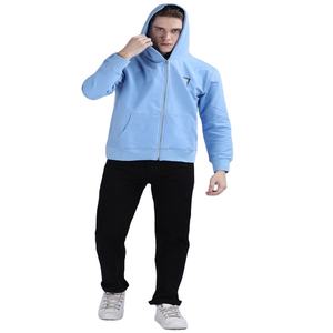 Polaire fermeture éclair plaine brossé Logo imprimé surdimensionné blanc poids lourd nouveau décontracté polaire hommes Hoodies Stock à vendre poly coton - Product Image 5