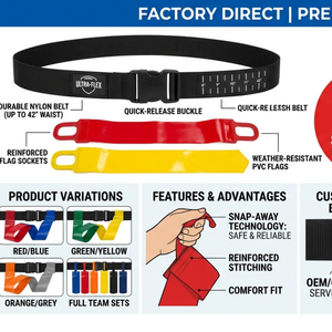 Drapeaux de flag football pour ceinture - 100% polyester, entraînement et utilisation en extérieur, design personnalisé, impression personnalisée acceptée - Product Image 3