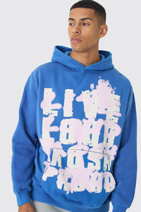 New Unisex Custom Logo Oversized Hoodie All-Over Screen Printed with Thick French Terry Winter Hoodies Men Collar No Strings - Product Image 3
