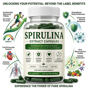 Capsules d'extrait de spiruline 100 % naturel de qualité supérieure, qualité alimentaire, favorisant l'énergie naturelle chez les hommes et les femmes - Product Image 6