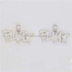 Personalizable diamante estilo Hip Hop Bling joyería oro plata enchufe colgante con letra helada diseño fino colgantes y dijes - Product Image 1