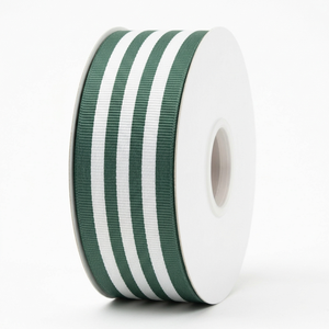 38mm Green <b>White</b> Multi Stripe Grosgrain Ribbon Bulk Supplier Ready Stock for Wreath Making Gift <b>Wrap</b> Sewing Decor Crafts - Product Image 4