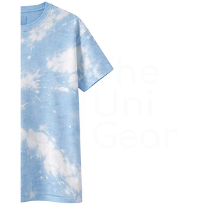 Camiseta de Manga Corta para Hombre, Cuello Redondo, Tejido de Punto, Corte Regular, Color Azul Claro con Patrón Blanco, 100% Algodón Transpirable - Product Image 4