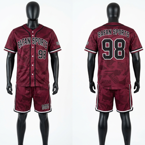 Ensemble short et maillot de baseball en mesh polyester de haute qualité, boutons sur le devant, numéros cousus, logo personnalisé, coupe confortable pour homme. - Product Image 3