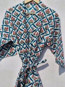 Robe Kimono en Coton Fleuri pour Femme, Peignoir Bohème Imprimé, Léger, pour l'Été, la Plage ou comme Tenue d'Intérieur - Product Image 2