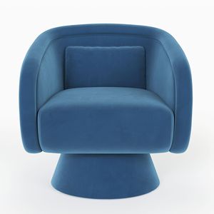 Poltrone Girevoli Blu Stile Mid-Century con Rotazione a 360 Gradi, Sedute Imbottite con Cuscino Lombare per Soggiorno - Product Image 3