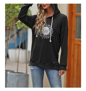 Nouvelle collection de sweat-shirts à capuche pour femmes, 100 % coton, manches longues, col en V, imprimés, confortables, pour l'hiver, personnalisables - Product Image 1