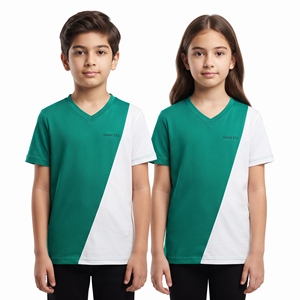 Camiseta Moderna de Dos Tonos con Cuello en V para Niños, Camiseta de Manga Corta Unisex, Tops Casuales para el Tiempo Libre - Product Image 5