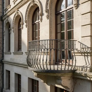Traditional Victorian Wrought Iron Pipe <b>Wall</b>-<b>Mounted</b> Balcony Stair Railing Rust-Resistant Easy Assembly Outdoor Use - Product Image 6