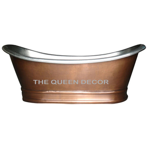 Collection tendance : Baignoire décorative artisanale en cuivre martelé, finition marron, forme ovale - Product Image 4