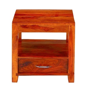 Table de chevet moderne en bois massif avec tiroir et étagère ouverte Table de chevet pour chambre à coucher, villa, appartement, hôpital, meubles de maison - Product Image 1