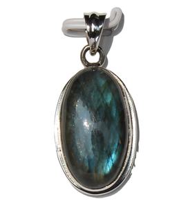 Pendentif ovale unisexe en argent sterling 925 925 pour homme serti de labradorite de glace fantaisie serti de pierres de cristal de guérison naturelles hindoues - Product Image 5