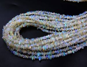 Perles d'opale éthiopienne naturelle multi-feu, opale de forme ronde lisse, environ. 8x3MM à 3MM, longueur de 16 pouces - Product Image 2