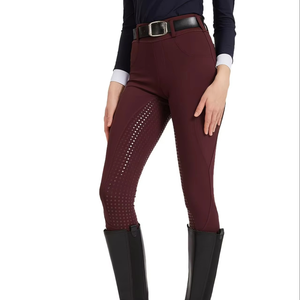 Pantalones de Equitación para Mujer, Cintura Alta, Largos, Elásticos, Transpirables, Ligeros, de Silicona, de Secado Rápido, Tejido de Punto Sin Costuras - Product Image 4