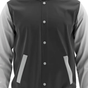 เสื้อแจ็คเก็ตเบสบอลทีมโรงเรียน Letterman สีดำ ทำจากผ้าขนสัตว์ แขนหนังแท้ กันน้ำ ระบายอากาศ กันลม - Product Image 4