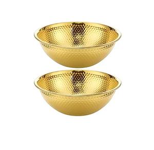 Tazón redondo para servir comida con diseño floral grabado, tazón decorativo de latón puro pulido para decoración del hogar, bodas y cenas. - Product Image 2