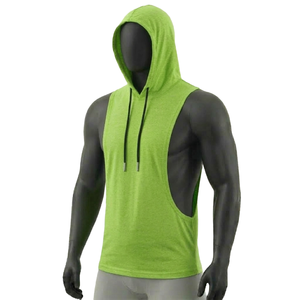 Sudadera sin mangas de primera calidad para gimnasio, camiseta con capucha para hombre, chaleco de secado rápido, sudaderas sin mangas con capucha - Product Image 4